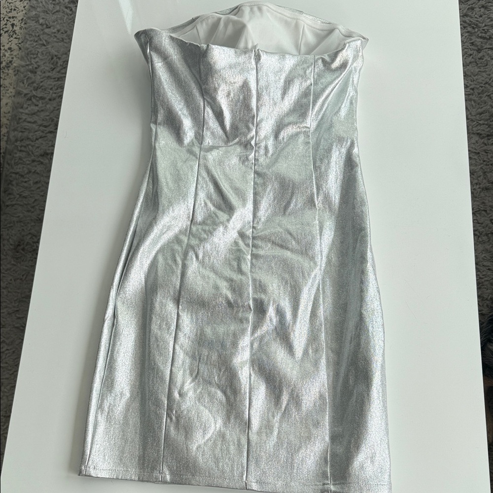 Fashion Nova Silver Strapless Bodycon Dress - Picture 5 of 7